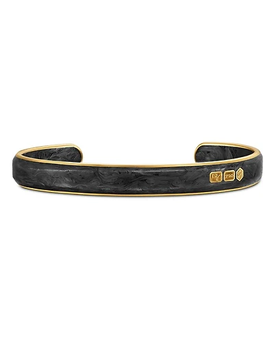 Streamline® Cuff Bracelet in 18K Yellow Gold with Forged Carbon, 9mm