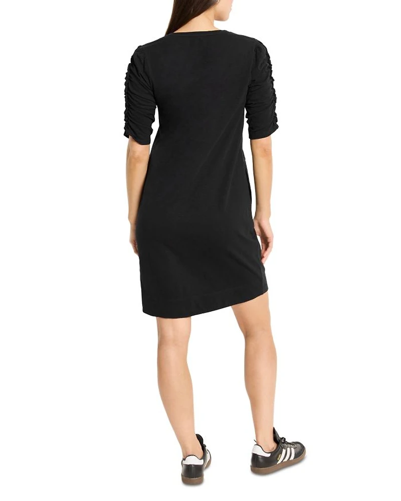 Ruched Elbow Sleeve Dress