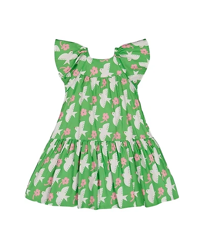 Deux par Girls' Printed Dress with Flounce Sleeves - Little Kid