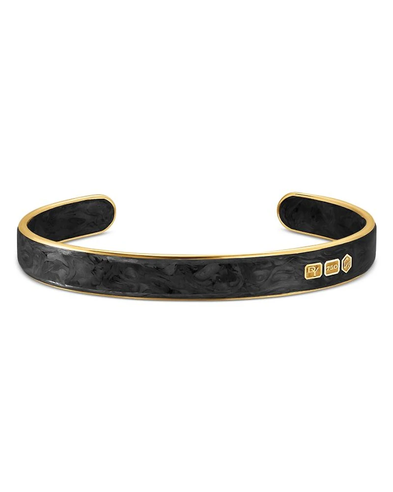 Streamline® Cuff Bracelet in 18K Yellow Gold with Forged Carbon, 9mm