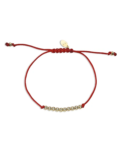 Zoe Lev 14K Yellow Gold Ball Bead Red Cord Slider Bracelet