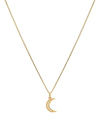 14K Yellow Gold Diamond Moon Charm Pendant