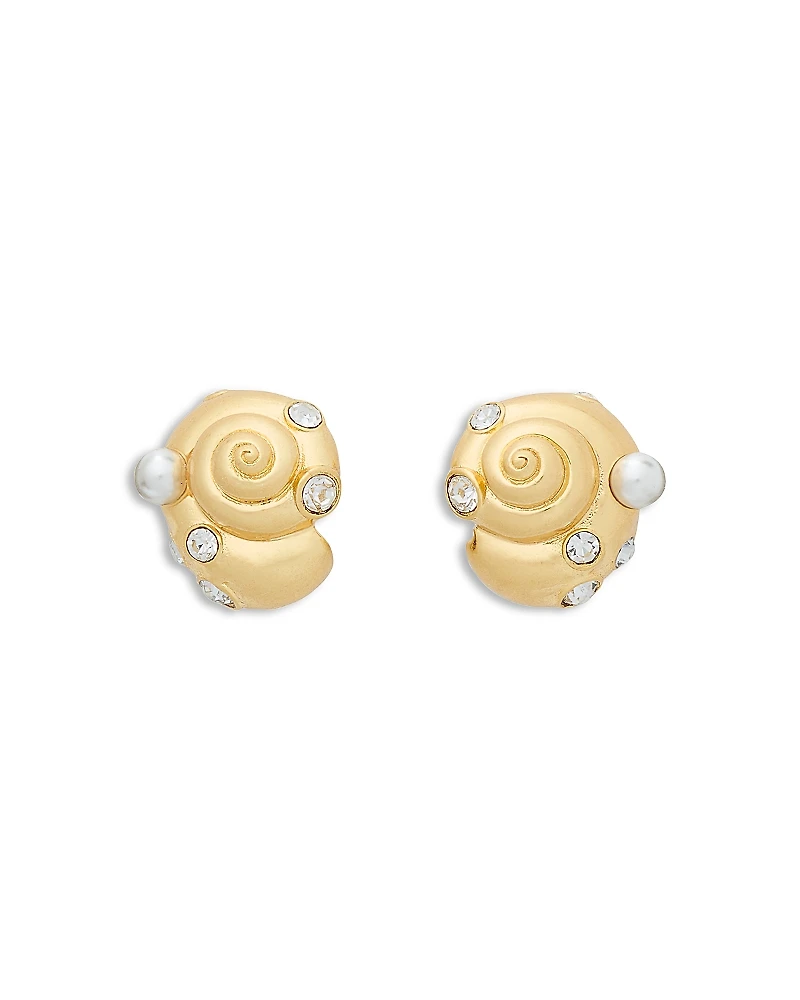 kate spade new york Beachside Imitation Pearl & Cubic Zirconia Shell Stud Earrings