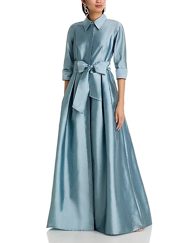 Teri Jon by Rickie Freeman Taffeta Shirt Waist Gown