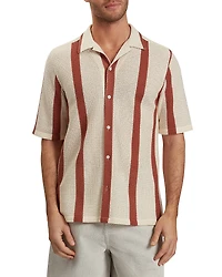 Ted Baker Niks Short Sleeve Striped Crochet Regular Fit Button Down Shirt