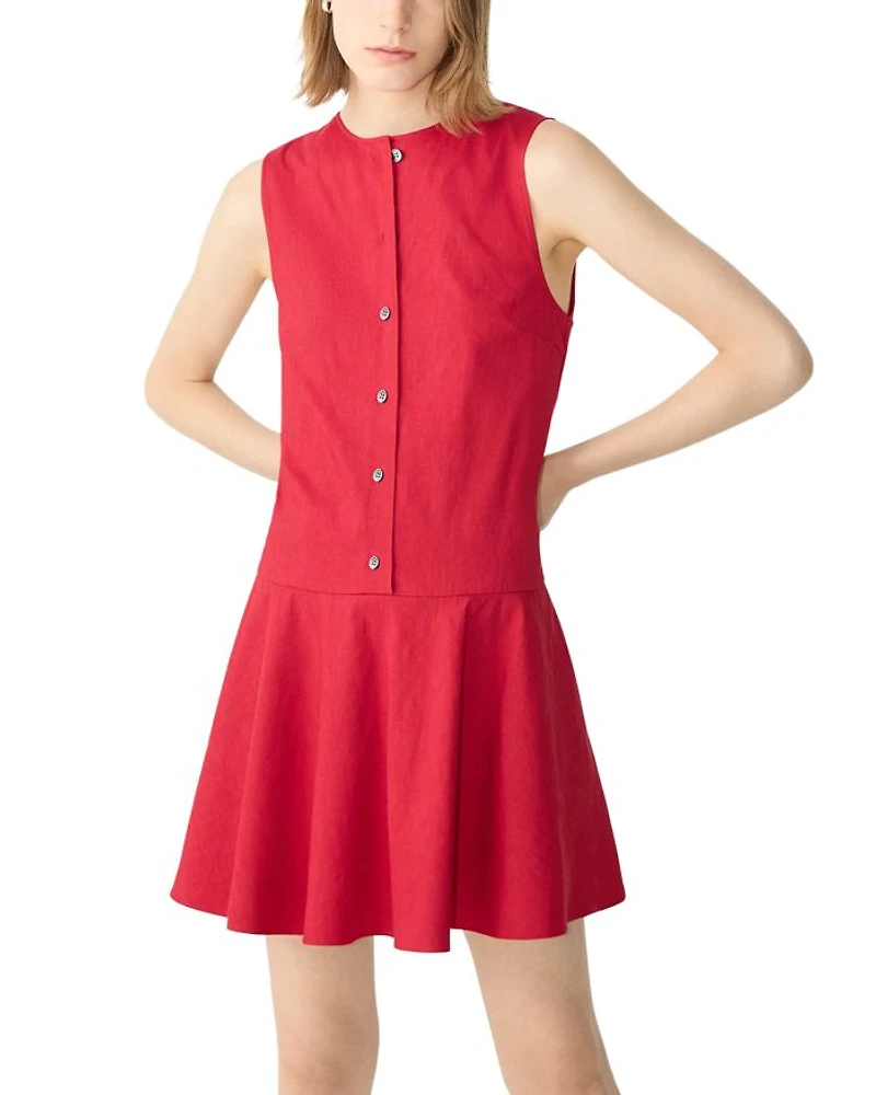Sleeveless Linen Blend Mini Dress