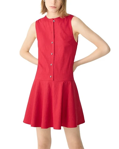 Sleeveless Linen Blend Mini Dress