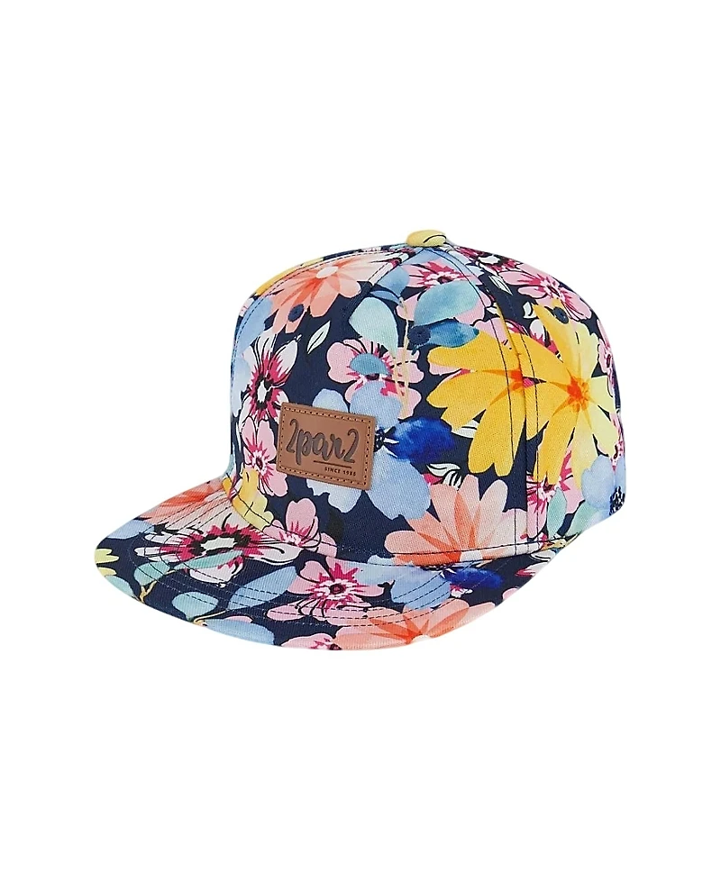Deux par Deux Girls' Printed Flowers Cap