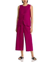 Linen Round Neck Long Vest