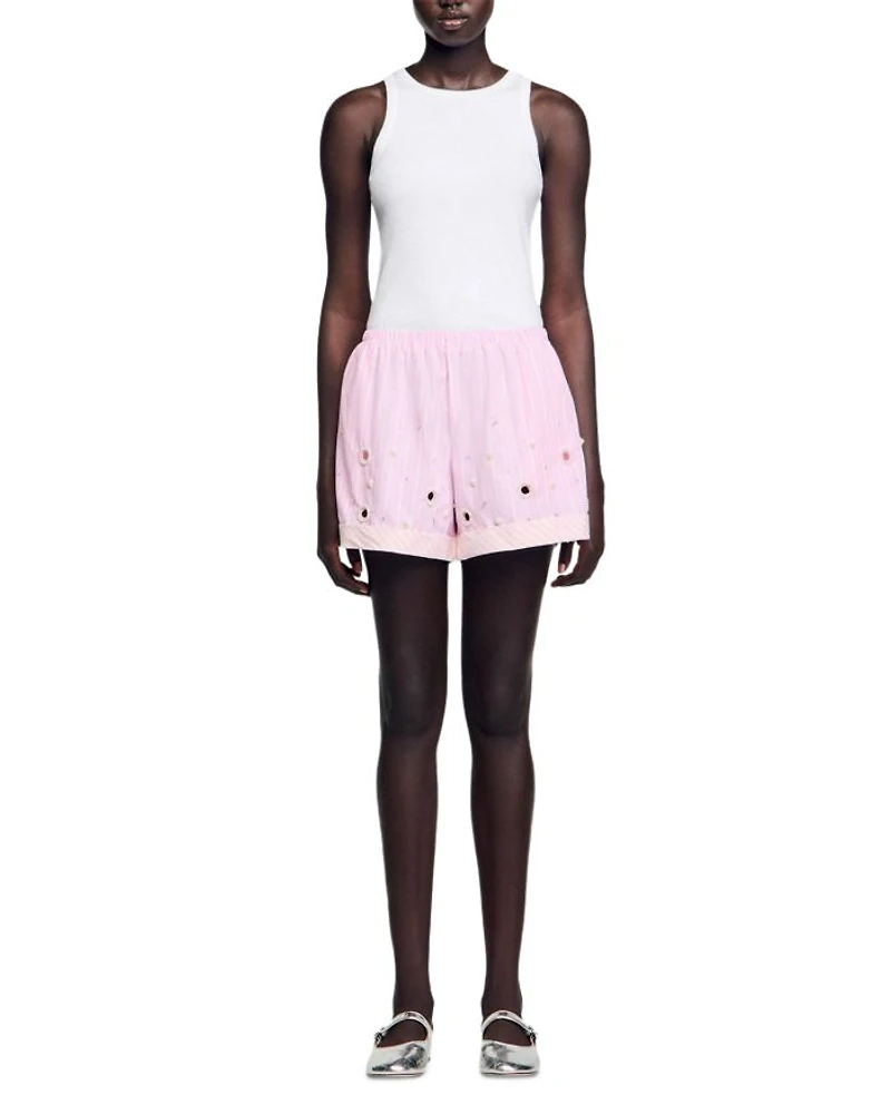 Rhinestone Striped Shorts