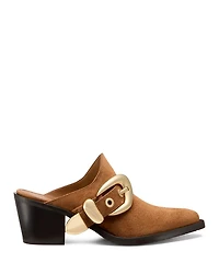 Women's Maven Almond Toe Western Style Block Heel Mules