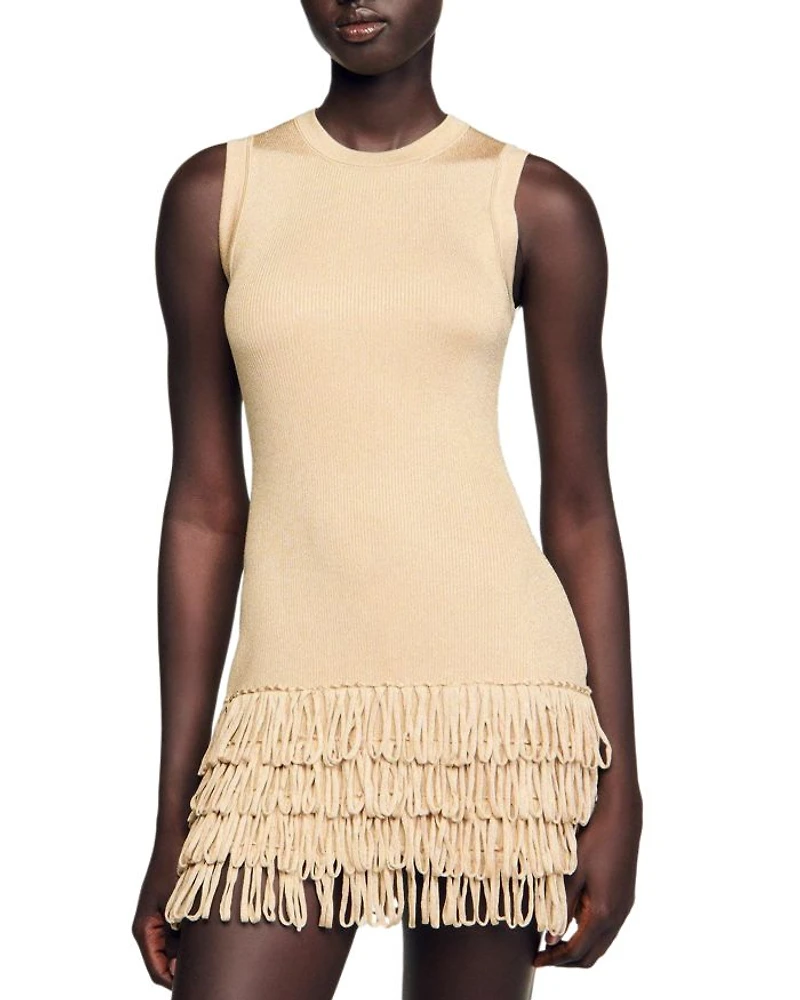 Fringe Trim Mini Dress