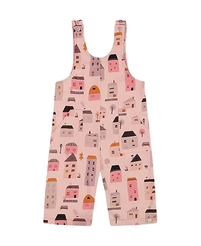Deux par Deux Girls' Printed French Terry Overalls - Big Kid