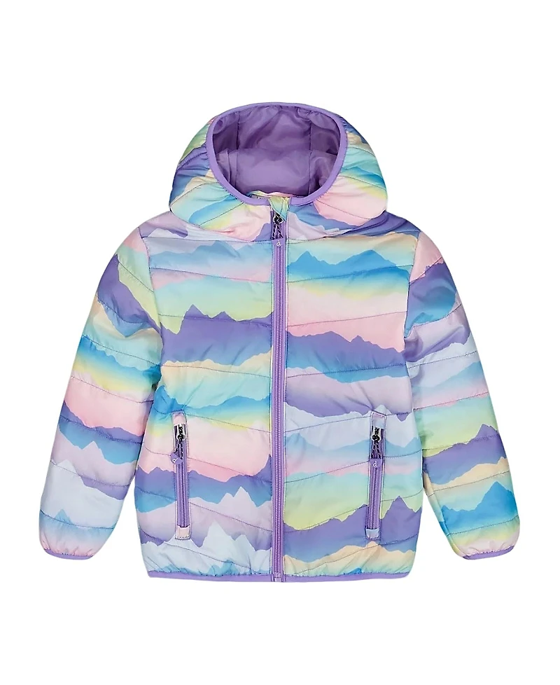 Deux par Deux Girls' Printed Quilted Mid-Season Jacket - Baby