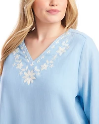 Bracelet Sleeve Embroidered Asymmetric Top
