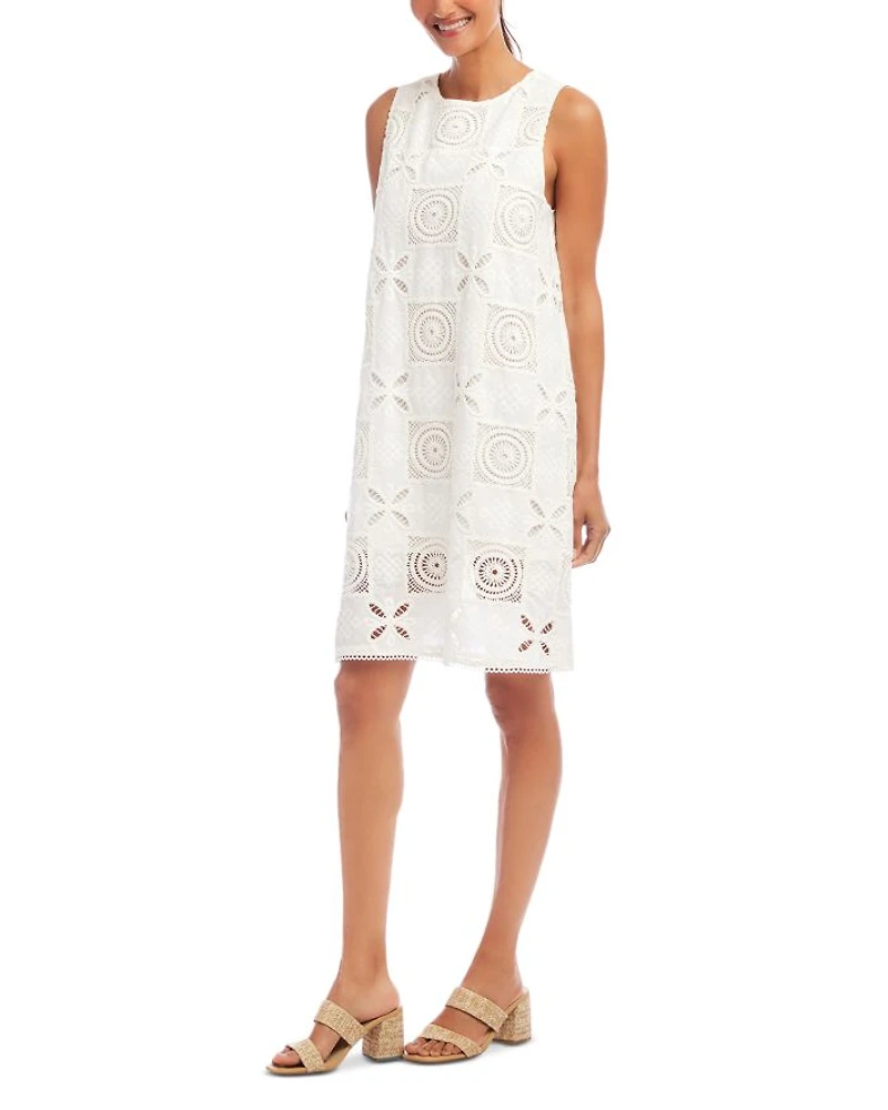 Sleeveless Embroidered Shift Dress