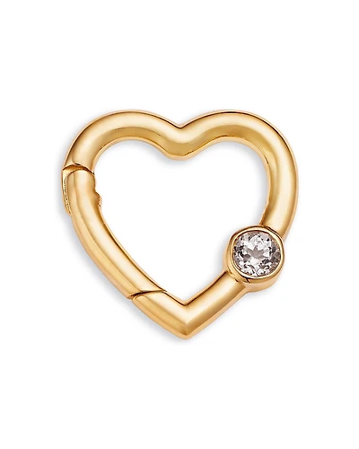 Moon & Meadow 14K Yellow Gold White Topaz Bezel Heart Charm Holder