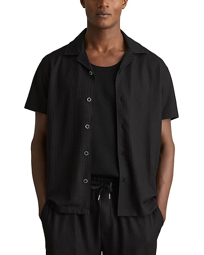 Reiss Relaxed Fit Textured Short Sleeve Camp Shirt
