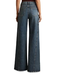 Petite Fern Twist Seam High Rise Wide Leg Jeans Mid Blue