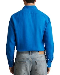Ruban Long Sleeve Button Front Linen Shirt