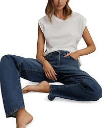 Selin Straight Leg Mid Rise Jeans Blue