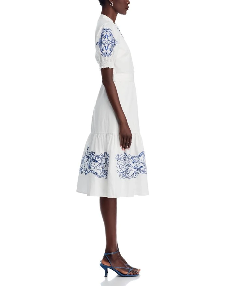 Belted Embroidered Dress