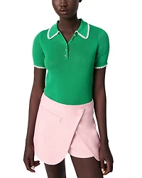 Pointelle Knit Crochet Polo Shirt