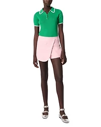 Pointelle Knit Crochet Polo Shirt