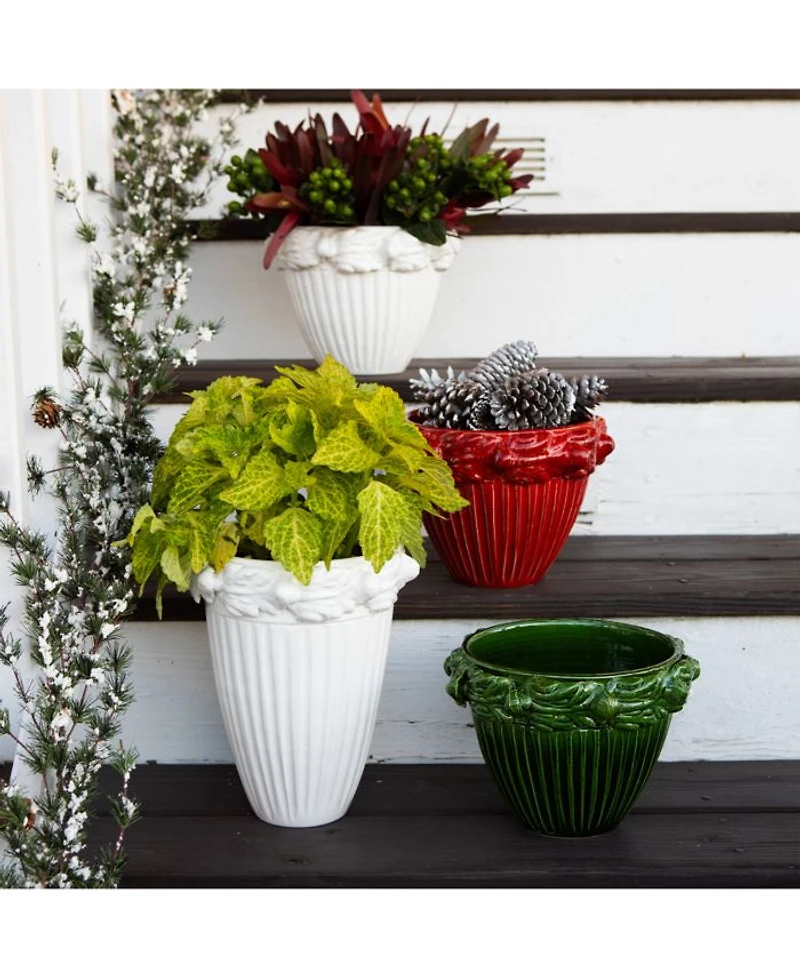 Rustic Garden Acanthus Leaf Small Cachepot