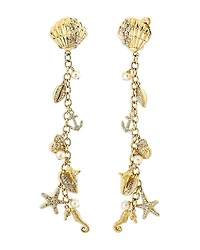 Sydney Evan 14K Yellow Gold Diamond & Cultured Freshwater Pearl Nautical Charm Linear Drop Earrings