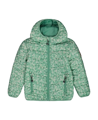 Deux par Girls' Printed Quilted Mid-Season Jacket Small Flowers on Background - Little Kid