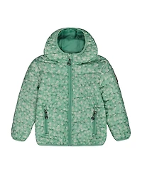 Deux par Girls' Printed Quilted Mid-Season Jacket Small Flowers on Background - Little Kid