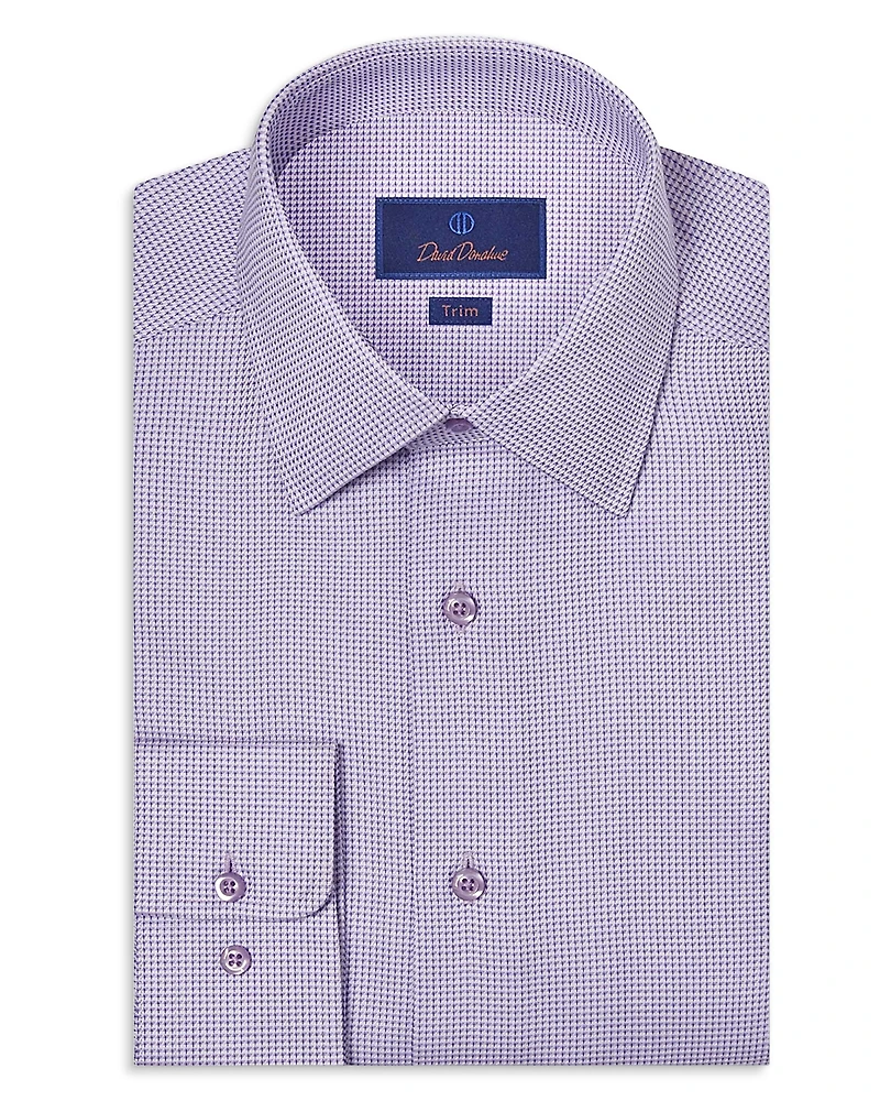 David Donahue Trim Fit Geometric Dobby Dress Shirt