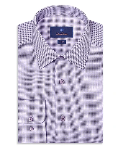 David Donahue Trim Fit Geometric Dobby Dress Shirt
