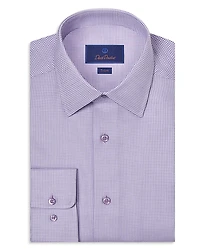 David Donahue Trim Fit Geometric Dobby Dress Shirt