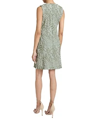 TILLY Sleeveless Faux Wrap Shift Dress Stretch Cotton Cloque