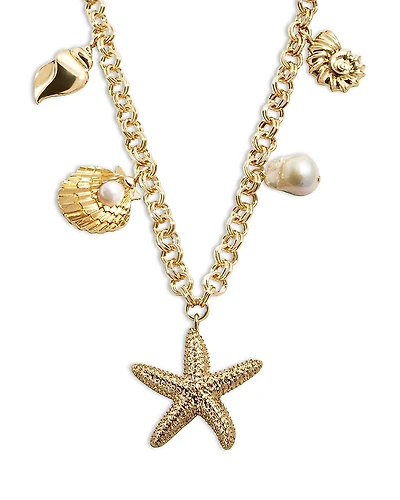 Baublebar Mariam Cultured Keshi Pearl Sea Charm Statement Necklace, 18-21