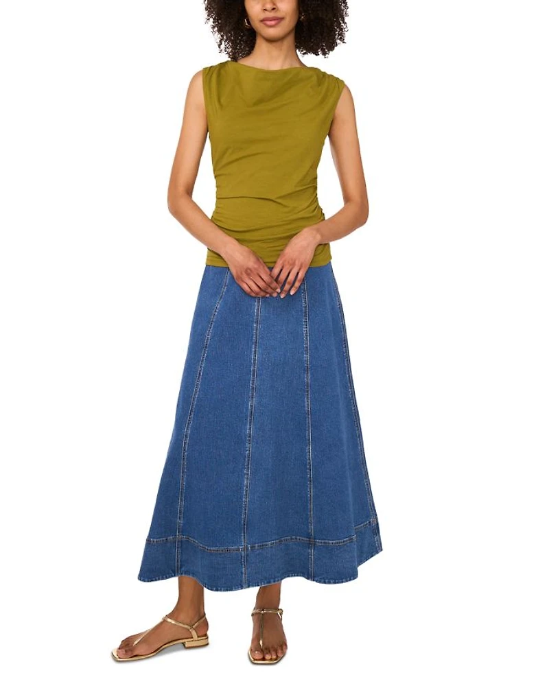 Boat Neck Ruched Top