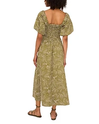 Puffed Sleeve Midi Dress