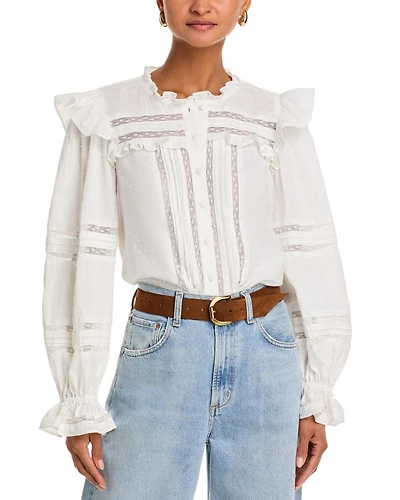 Pintuck Lace Inset Top - Exclusive
