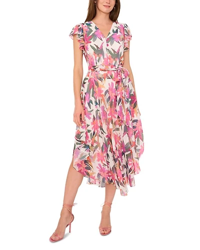 Floral Print Belted Dress