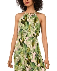 Leaf Print Tiered Dress