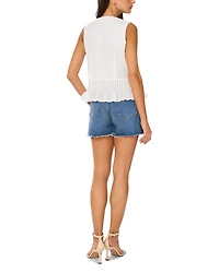 Pintuck V Neck Peplum Tank
