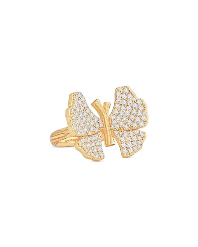 Pavé Butterfly Cocktail Ring 18K Gold Plated