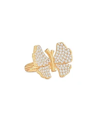 Pavé Butterfly Cocktail Ring 18K Gold Plated