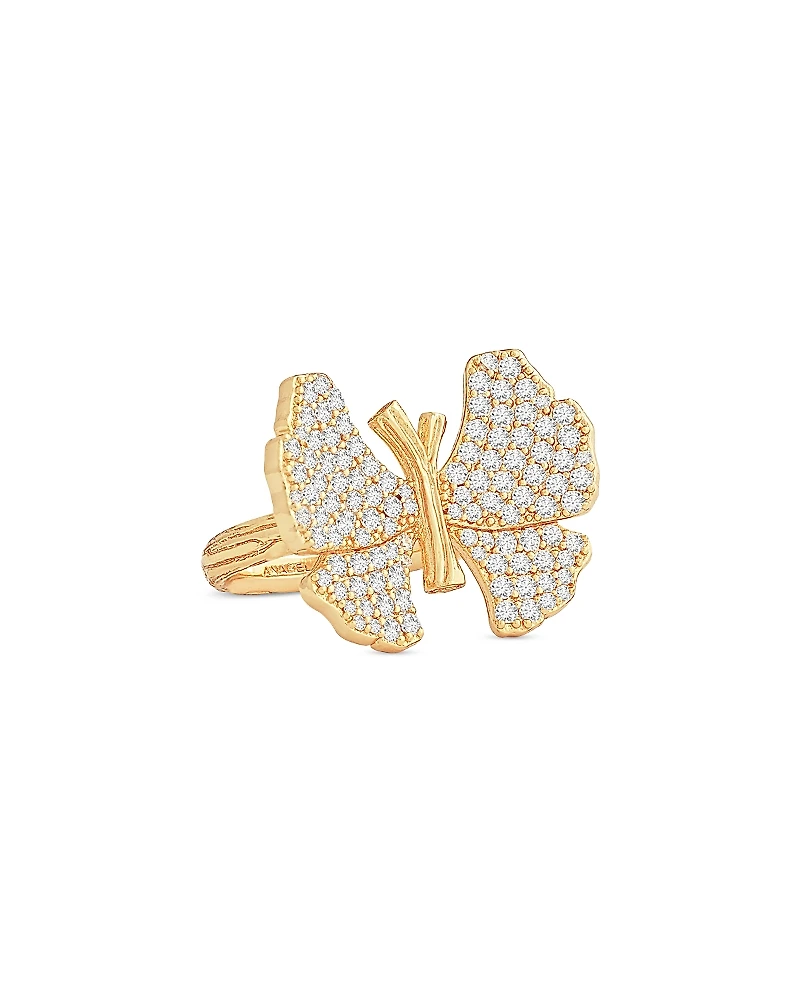 Anabel Aram Pave Butterfly Cocktail Ring