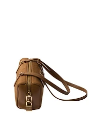 Re-Nylon and Leather Medium Top-Handle Bag with Padlock