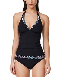 Layla Tricolore Solid Halter Tankini Top