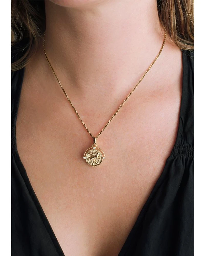 Pavé Pegasus Coin Pendant Necklace, 16"-17"