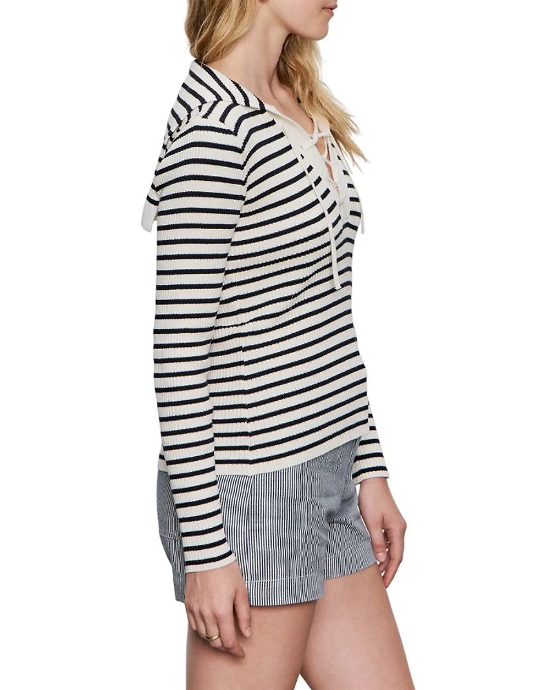 Lace Up Striped Sweater